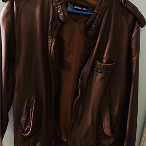 Members Only Dark Brown Bomber Leather Jacket